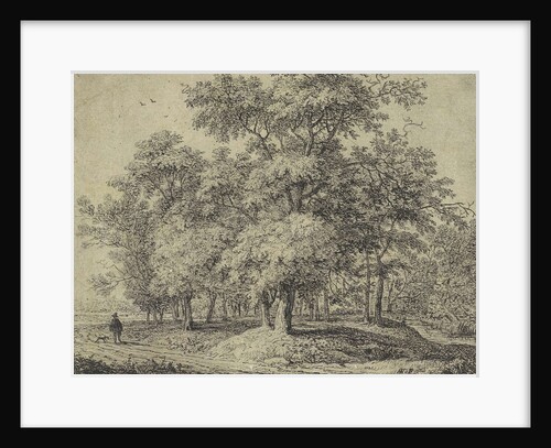 Man with a dog in a forest by Anthonie Waterloo