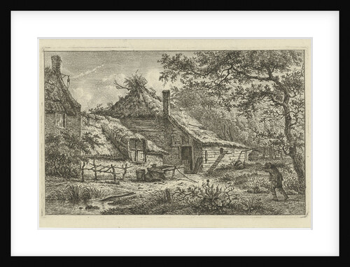 Barnyard with a man with deadwood by Hermanus Fock