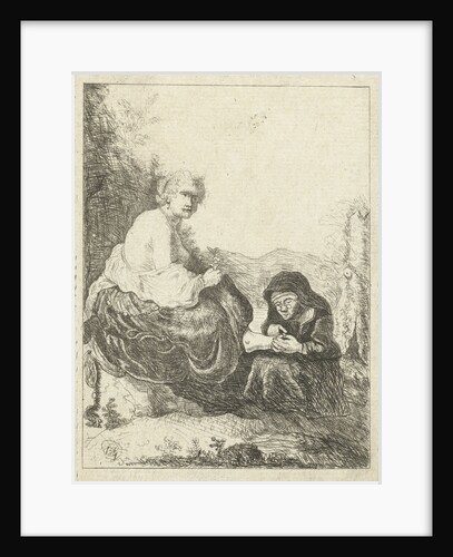 Old woman cuts the toenails of her mistress by Anonymous