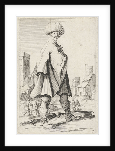 Man with turban near a city by Clement de Jonghe