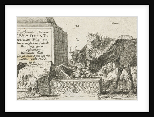 Animals at a fountain by Jan van den Hecke I