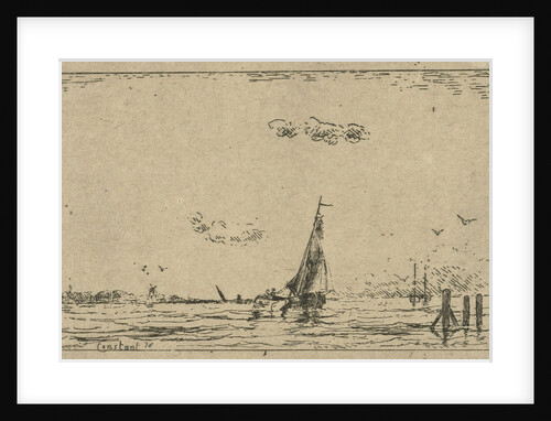 River view with sailing ship by Jan Daniël Cornelis Carel Willem baron de Constant Rebecque