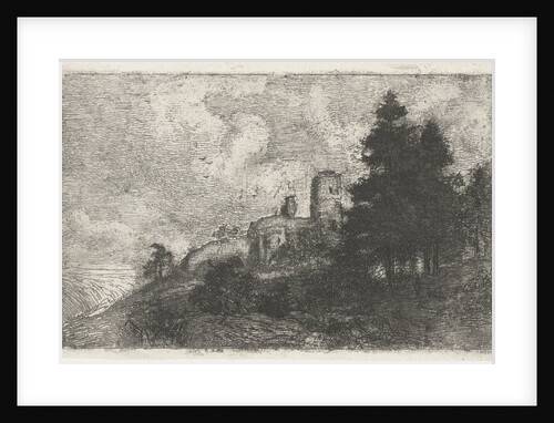 Hill landscape with ruins by Jan Frederik van Deventer