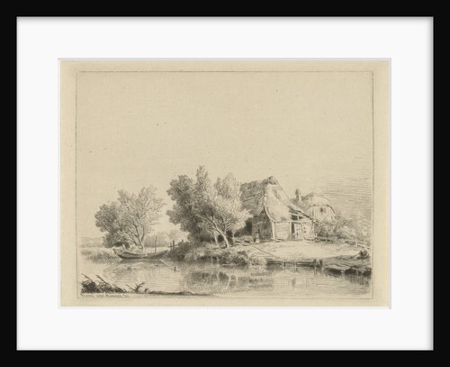 Woman at a farm on a puddle by Remigius Adrianus Haanen