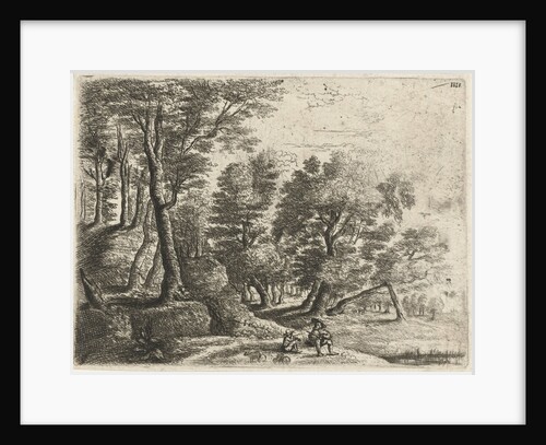 Wooded landscape with a seated shepherd and a boy playing on a flute by Philips Augustijn Immenraet