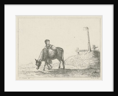 Boy and a donkey by baron Reinierus Albertus Ludovicus van Isendoorn à Blois