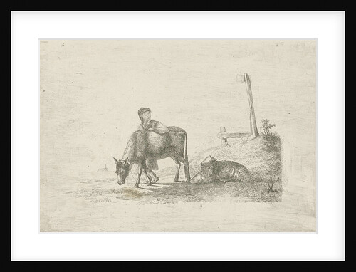 Boy and a donkey by baron Reinierus Albertus Ludovicus van Isendoorn à Blois