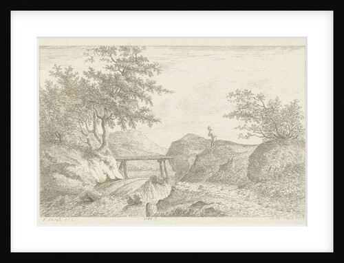 Bridge near a waterfall by baron Reinierus Albertus Ludovicus van Isendoorn à Blois