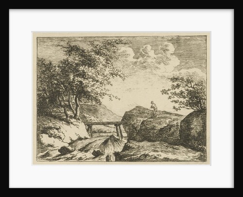 Bridge at a waterfall by F. Bosch