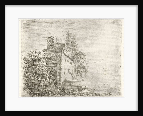 Fountain against crumbling wall by baron Reinierus Albertus Ludovicus van Isendoorn à Blois