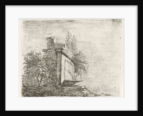 Fountain against crumbling wall by baron Reinierus Albertus Ludovicus van Isendoorn à Blois