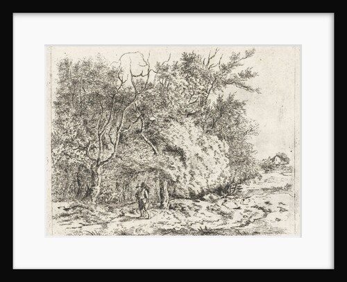 Hiker along the forest edge by baron Reinierus Albertus Ludovicus van Isendoorn à Blois