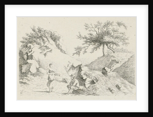 Man and woman at waterfall by F. Bosch