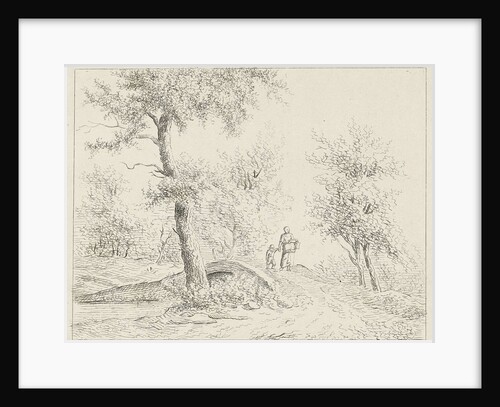 Woman with child on bridge by baron Reinierus Albertus Ludovicus van Isendoorn à Blois