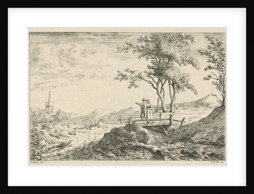 Couple on a wooden bridge by F. Bosch