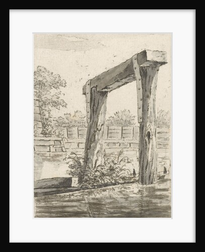 Two posts, with a bar above it, in the water by Anonymous