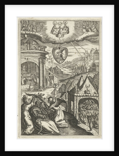 Emblem with veneration of Saint Francis of Assisi who lived in virtue by Hendrik Aertssens