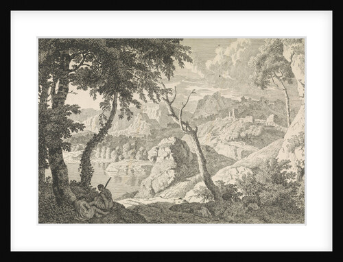 Arcadian landscape with two shepherds by Johannes Glauber