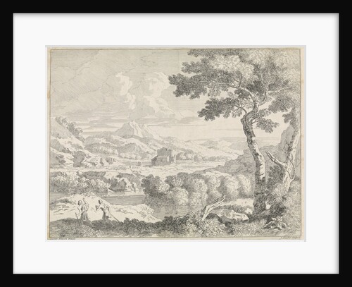 Hilly landscape with shepherds by Johannes Glauber