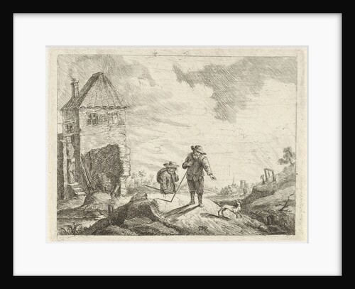 Two farmers with a dog on a country road by Jan Lauwryn Krafft I