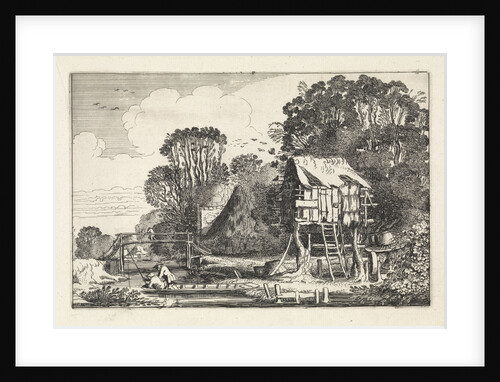 Anglers in a boat with a dovecote by Jan van de Velde II