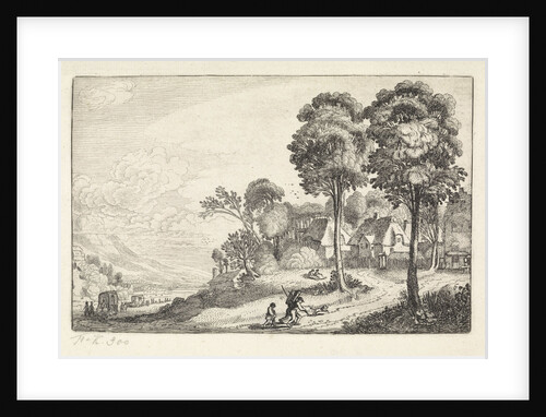 Travellers on a path to a village by Jan van de Velde II