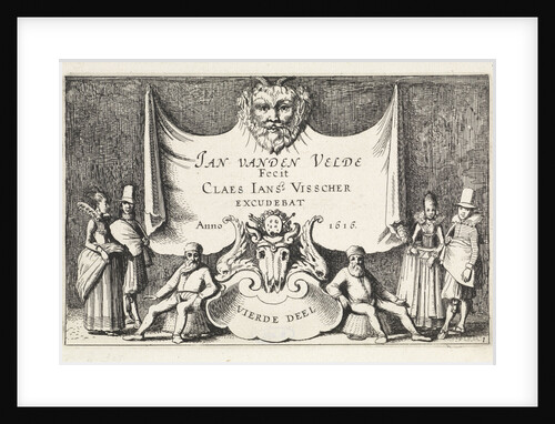 Figures in a cloth with a head of a satyr by Claes Jansz. Visscher II