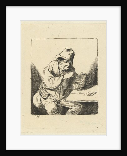 Seated man cross pipe by Monogrammist CH