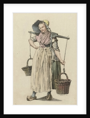 Peasant Woman with two baskets on a yoke by Johannes Huibert Prins