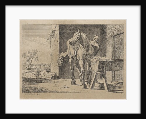Figure with a horse at a crib by Jacob Elias van Varelen