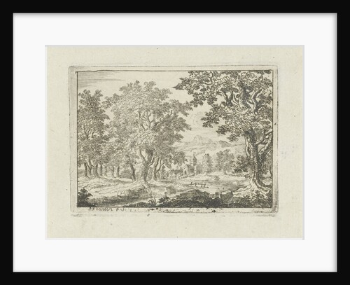 Wooded river landscape by Jean Joseph Hanson