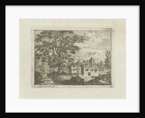 Reinforced house near a waterfall by Jean Joseph Hanson