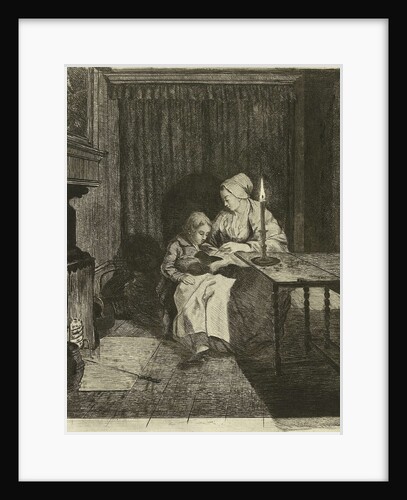 Mother giving her son lesson by Louis Bernard Coclers