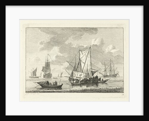 Seascape with various vessels by Gerrit Groenewegen