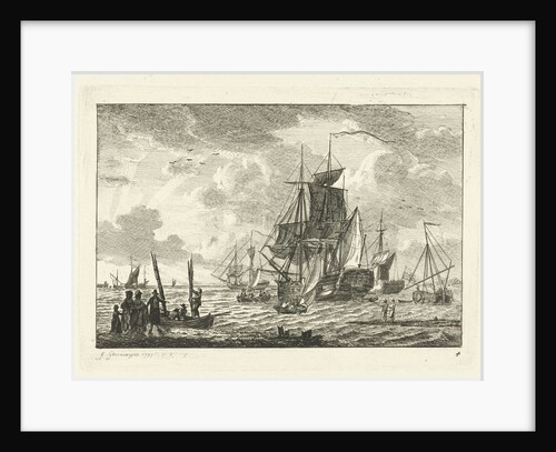 Seascape with various vessels by Gerrit Groenewegen