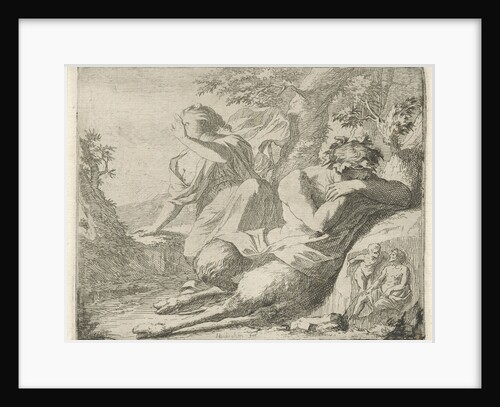 Sater and female figure cover the eyes from sunlight by Nicolaes de Vries