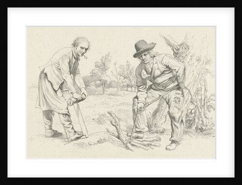 Study Sheet with wood gatherer and a man with saw by Jacob Ernst Marcus