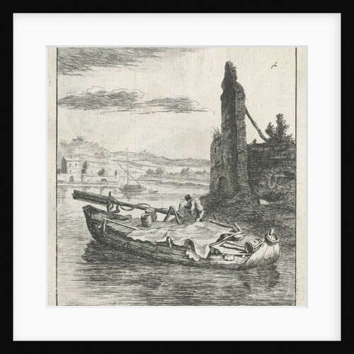Rhine view with covered boat by Herman Saftleven