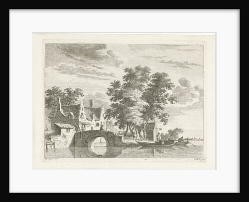 Village view with stone bridge by Anthonij van der Haer