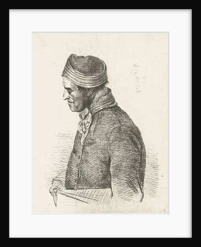 Portrait of an unknown man with hat and folder under his arm by Willem Cornelis van Dijk