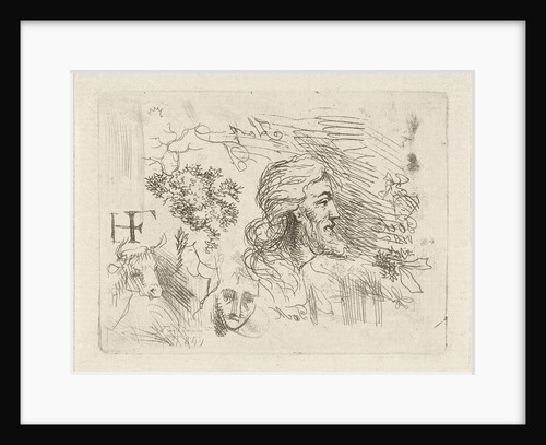 Study Sheet with men head by Hermanus Fock