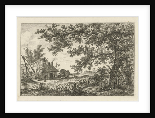 Wagon near a farm by Hermanus Fock