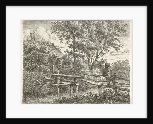 Man on bridge by Hermanus Fock