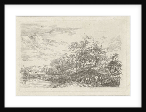 Shepherd with three cows by Hermanus Fock