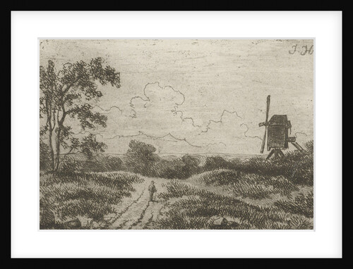 Figure on a road at a mill by Hendrik Jan Hein