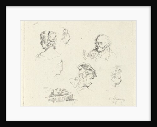 Study Sheet with different heads by Cornelis Kruseman