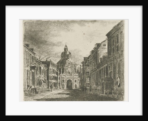 The Wittevrouwenpoort Utrecht The Netherlands, seen from the city, on foot a few passers-by on the sidewalk by Jan van Lokhorst