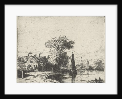 River view with sailing ship by Jan van Lokhorst