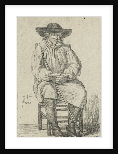 Seated man with stick by Anthonie Willem Hendrik Nolthenius de Man