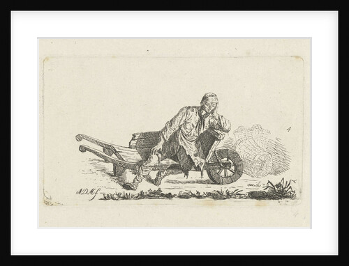 Man sitting in a wheelbarrow by Anthonie Willem Hendrik Nolthenius de Man